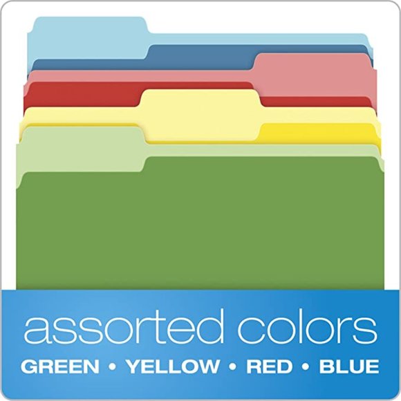 Pack of 36 Bright Green, Yellow, Red and Blue Letter Size File Folders - Picture 3 of 7